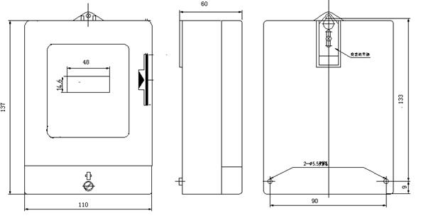 DDS879單相電子式電能表安裝尺寸圖